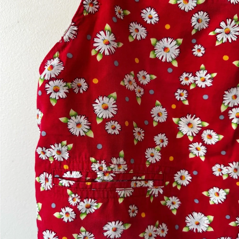 Vintage 90s Red Floral Vest - Picture 3 of 8